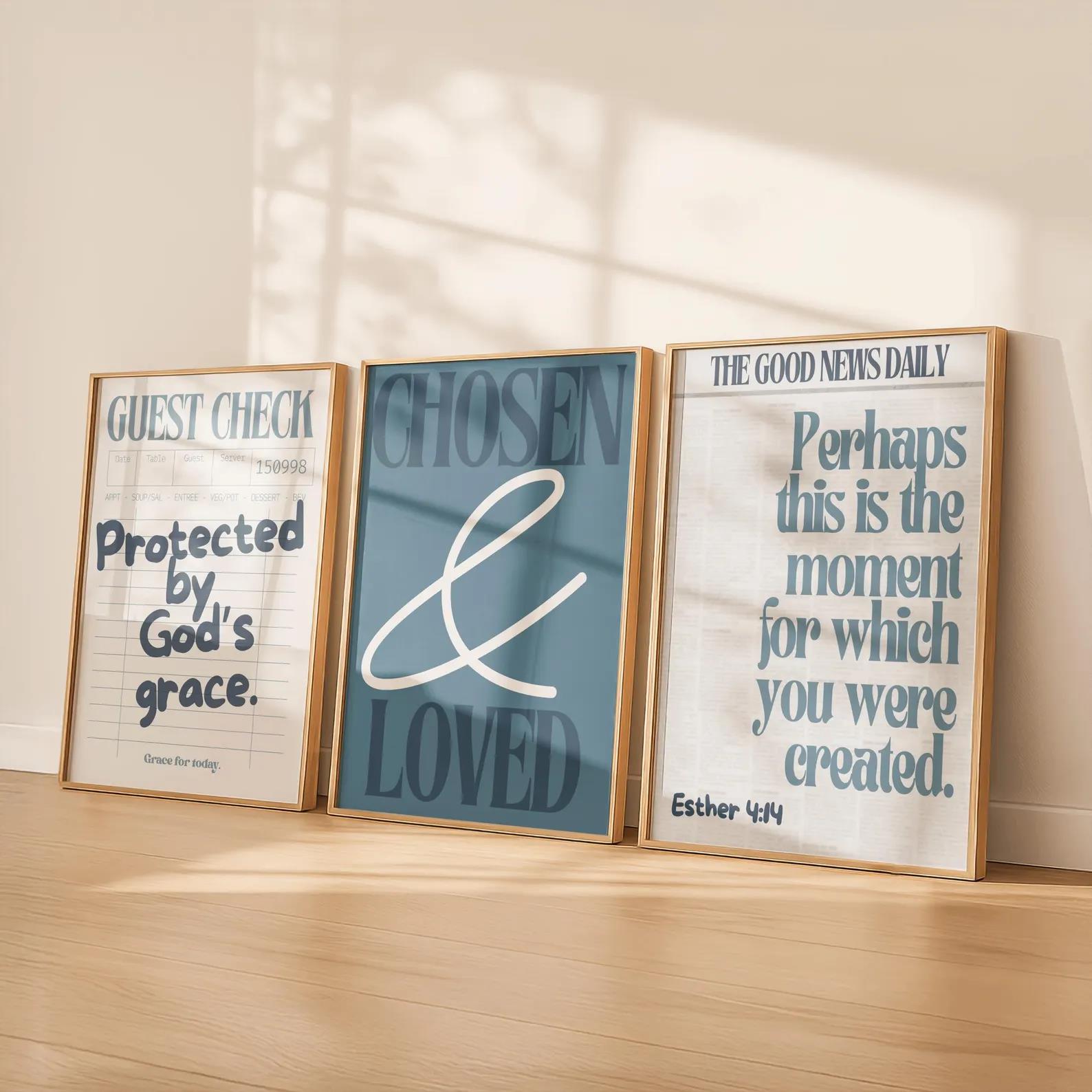 Home Decor Lovely Home - ภาพพิมพ์บนผ้าใบ คำขวัญจากพระคัมภีร์คริสเตียน ภาพศิลปะติดผนัง สำหรับตกแต่งห้องนั่งเล่น ห้องนอน ร้านอาหาร