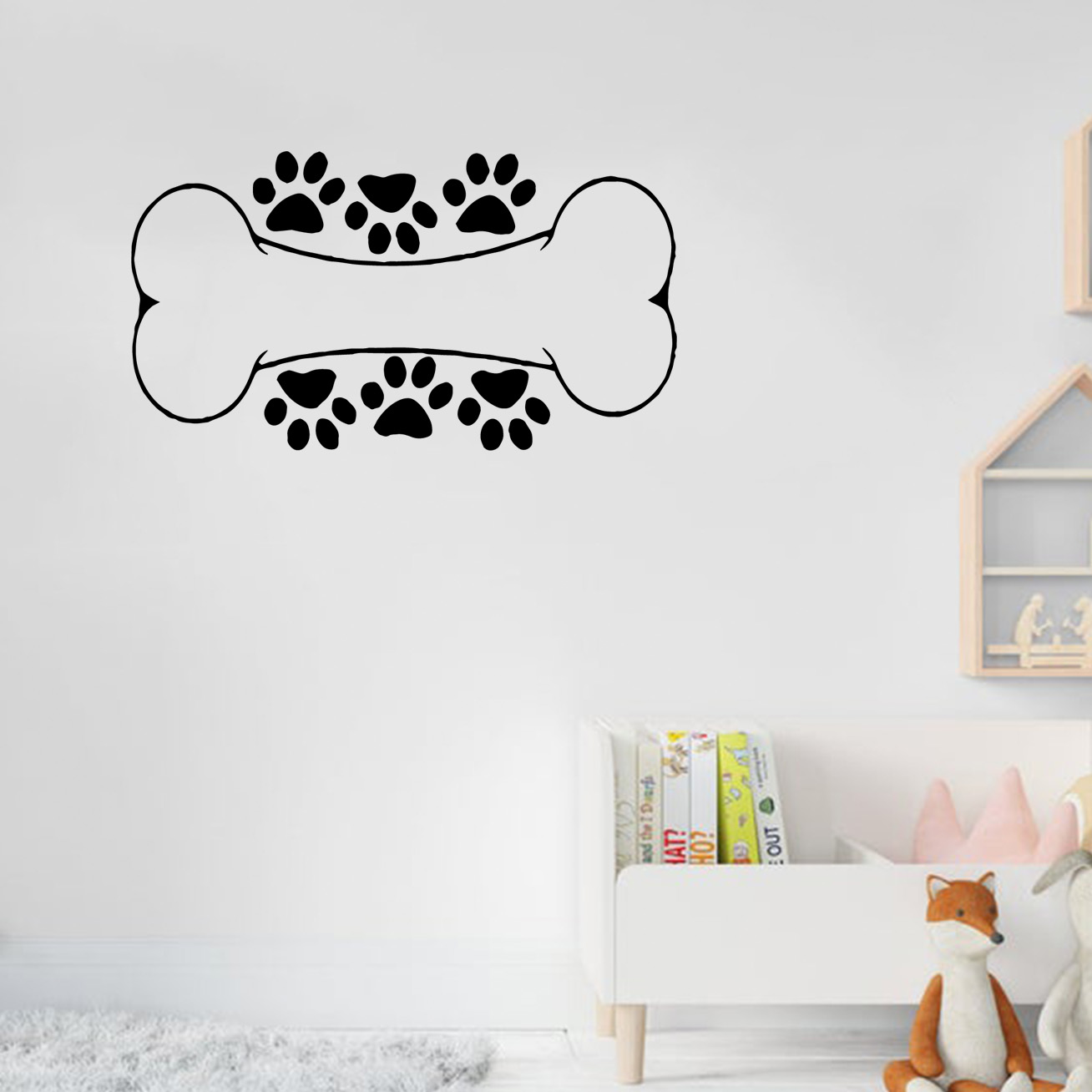 Home Decor Vinyl Flooring - 1 ชิ้นขายร้อนสุนัขกระดูกรูปลอกผนังสัตว์เลี้ยง Paw สติกเกอร์หน้าต่างไวนิลเด็ก BedroomStore ตกแต่งภายใน