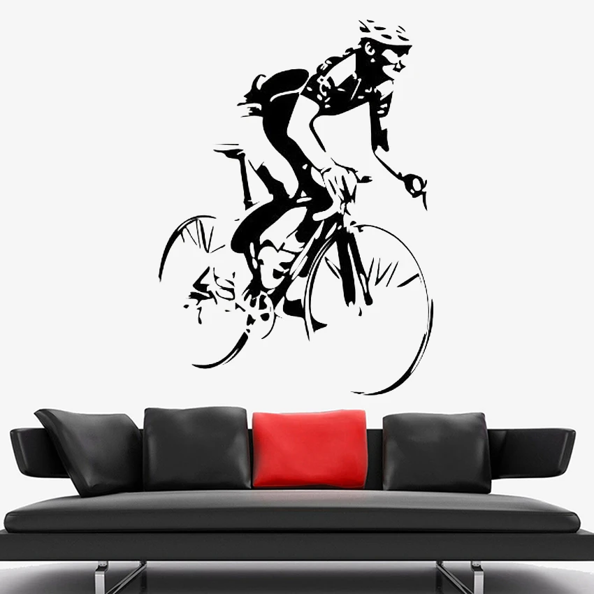 Home Decor Vinyl Flooring - จักรยานจักรยานรูปลอกแผนที่ Bike Wall Sticker Racing กีฬาสติกเกอร์ไวนิลที่ถอดออกได้ภายในบ้านตกแต่งห้องนอนภาพจิตรกรรมฝาผนัง