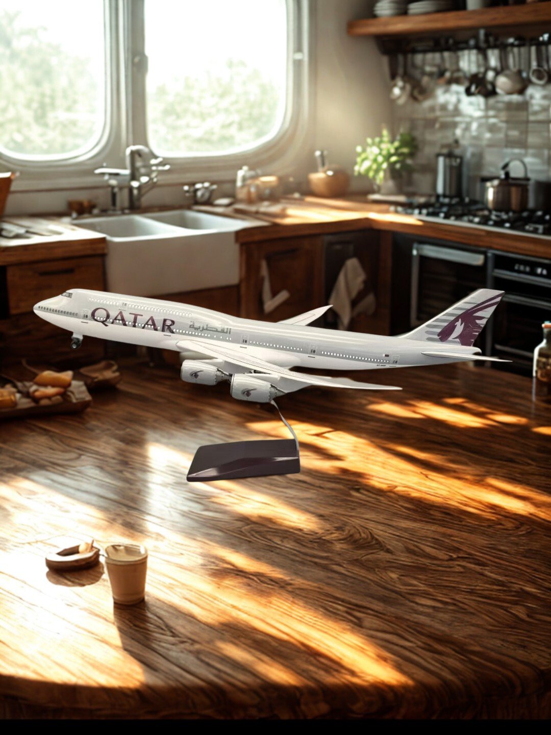 Home Decor Qatar - เครื่องบินรุ่น 1:130 Scale เครื่องบินโบอิ้ง B747-8 กาตาร์