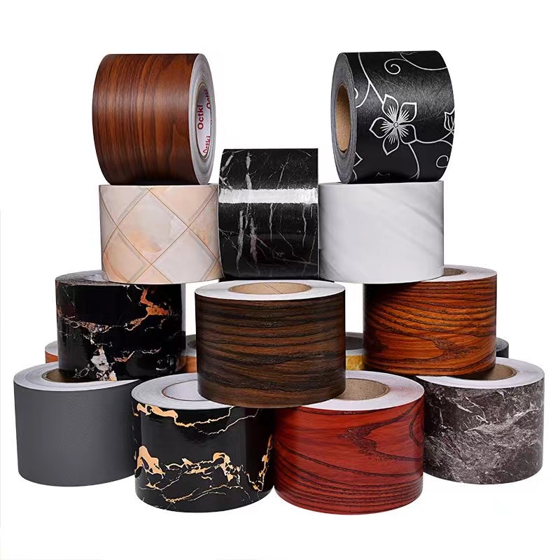 Home Decor Vinyl Flooring - 5/10/12/15/20 ซม.กันน้ําSelf-Adhesive PVC Baseboardสติกเกอร์ไม้Grain Marble Wall