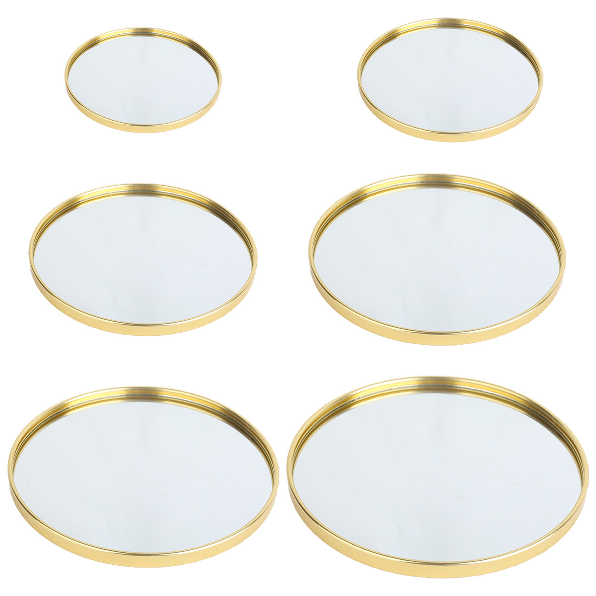 Home Decor Glass - ถาดกระจกทรงกลมสีทอง, ถาดเก็บของบนโต๊ะสำหรับเครื่องประดับและของตกแต่งอโรมาเธอราพี, ตกแต่งโต๊ะเครื่องแป้งในห้องนอนและบ้าน
