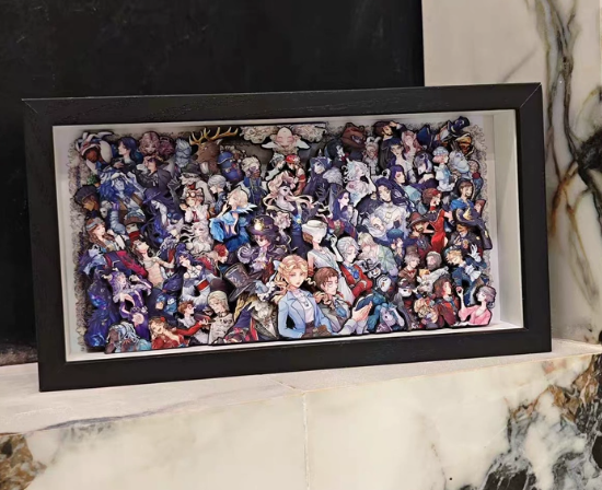Home Decor Glass - ภาพวาดสามมิติ Game Identity Ⅴ ภาพครอบครัว พร้อมกรอบรูป