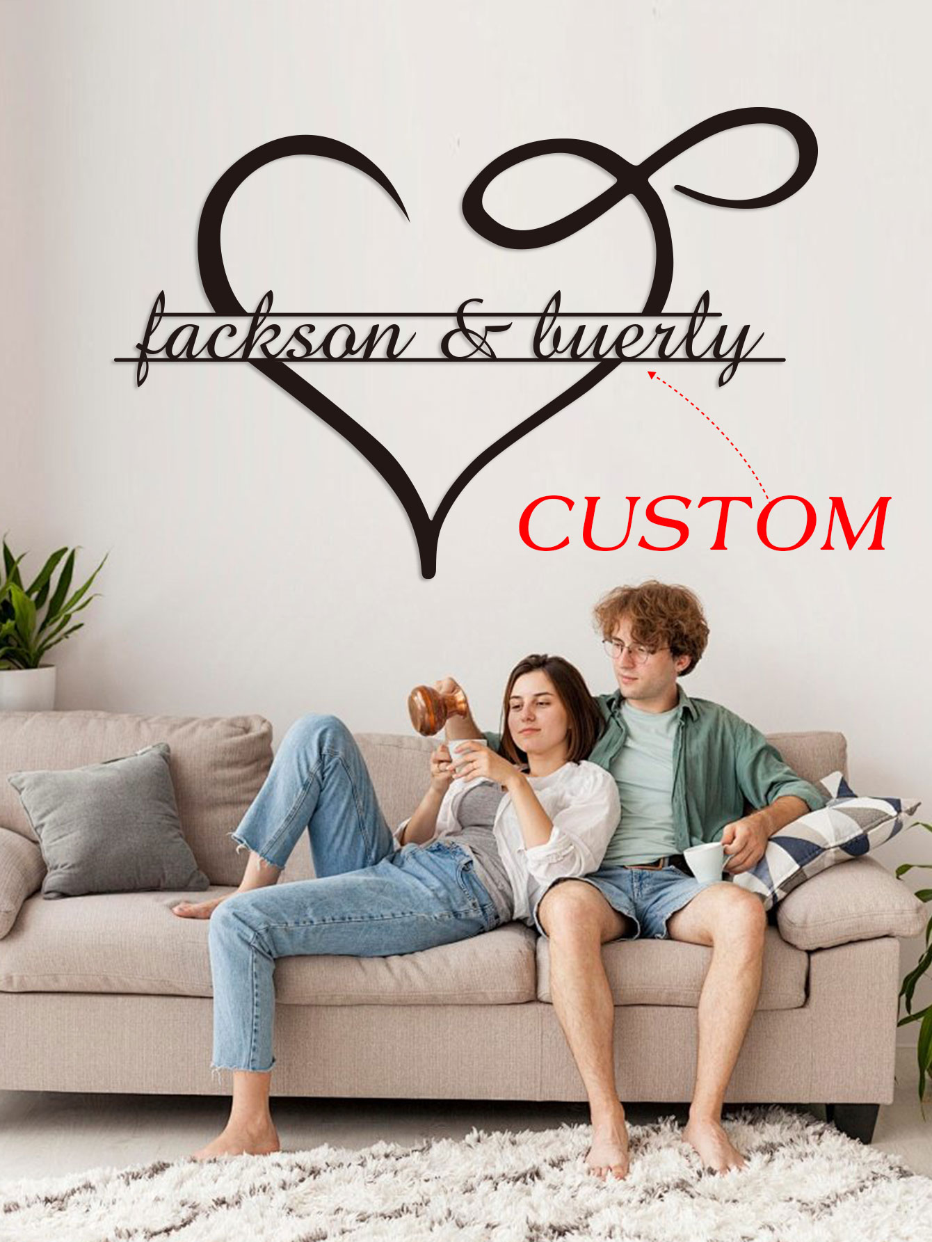 Home Decor Lovely Home - ป้ายโลหะรูปหัวใจแบบกำหนดเอง ใช้ซ้ำได้ ติดตั้งง่าย สำหรับตกแต่งบ้าน ประตู ห้องนั่งเล่น