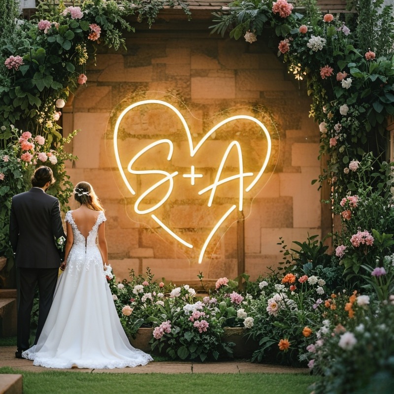 Home Decor Inspo - CUSTOM Initials หัวใจ LED Neon Sign,