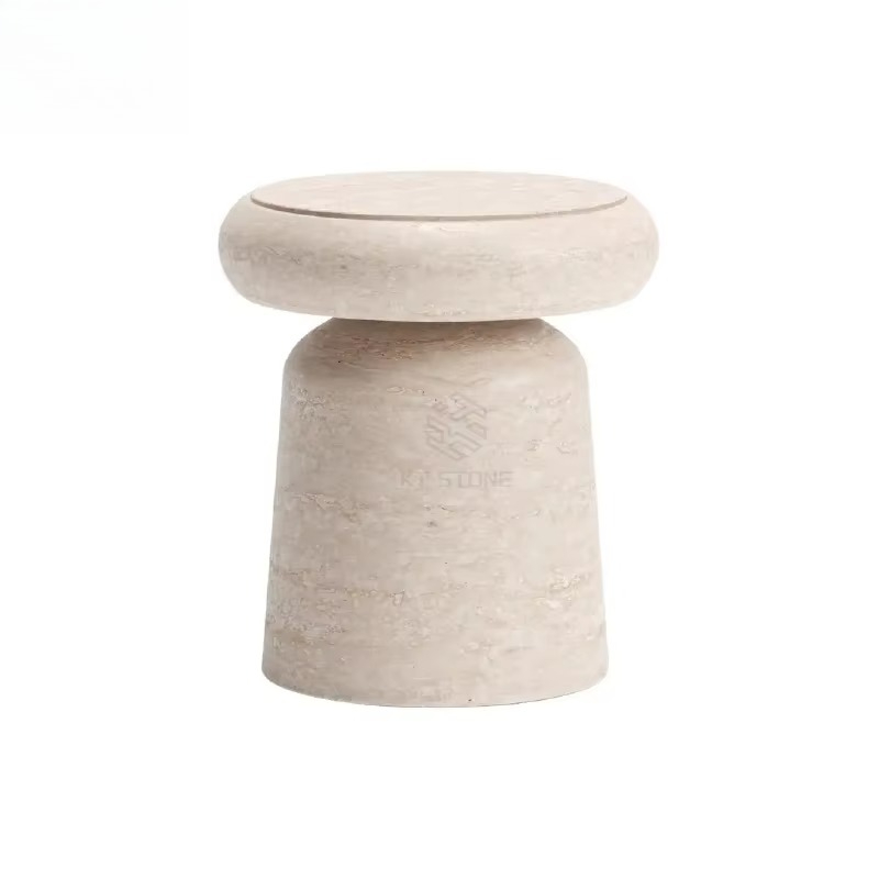 Home Decor Sofa - เฟอร์นิเจอร์พักผ่อนหินธรรมชาติ โซฟาข้างเตียงพร้อมสตูลหินอ่อนลายร่อง โดลเช่ สตูลพูฟ ออตโตมัน ของตกแต่งบ้าน