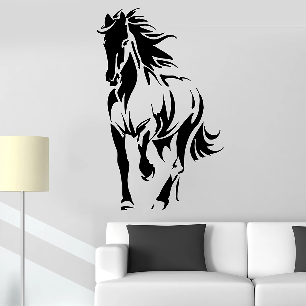 Home Decor Vinyl Flooring - เงาเงาม้ารูปสัตว์บริษัท Mane Pony Mare ไวนิลสติ๊กเกอร์ติดผนังสำหรับห้องนอนตกแต่งบ้านสำหรับห้องนั่งเล่น W370