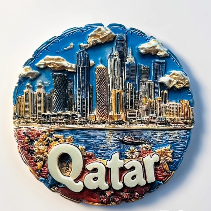 Home Decor Qatar - แม่เหล็กติดตู้เย็นกาตาร์ ของที่ระลึกการเดินทางตะวันออกกลาง ดูฮาห์ ซุกวาคิฟ สติกเกอร์ติดตู้เย็น ของตกแต่งบ้าน
