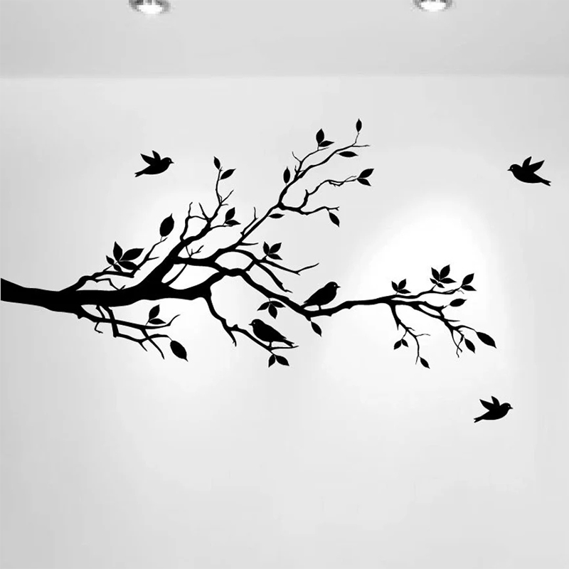 Home Decor Vinyl Flooring - สาขาต้นไม้รูปลอกผนัง Love Birds สติ๊กเกอร์ติดผนังไวนิลสําหรับ Home Nursery