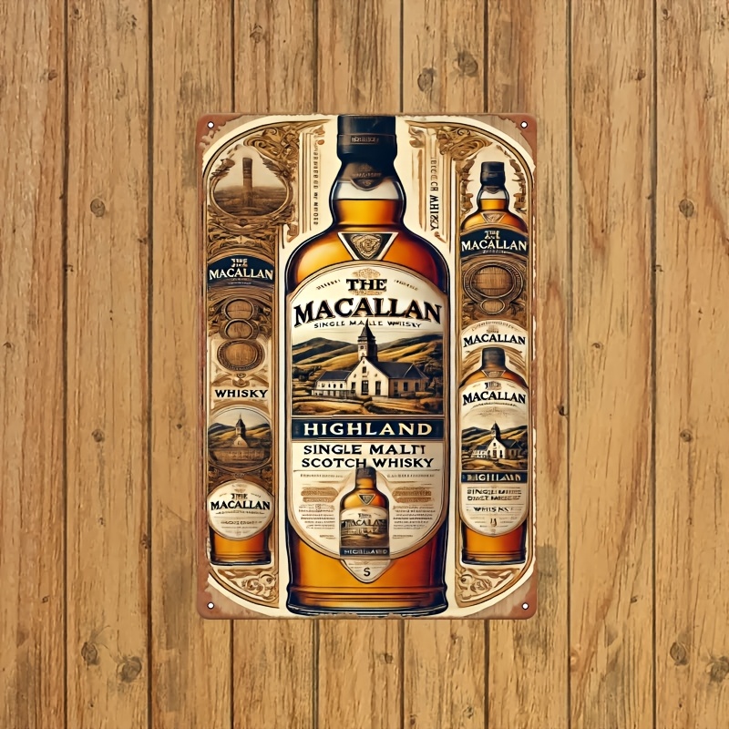 Home Decor Sofa - ป้ายโลหะวินเทจ Macallan Highland - ศิลปะติดผนังสไตล์เรโทร, ของตกแต่งบ้านสไตล์ย้อนยุค,