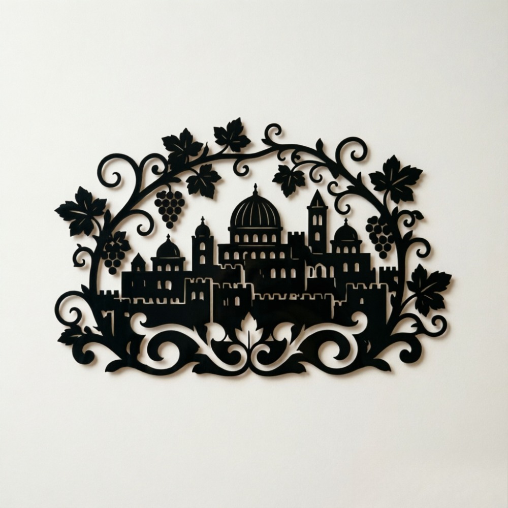 Home Decor Living - CIFBUY ป้ายโลหะตกแต่งผนังลายเส้นขอบเมืองเยรูซาเล็มและไร่องุ่น สำหรับตกแต่งบ้าน ห้องนั่งเล่น ห้องนอน สำนักงาน