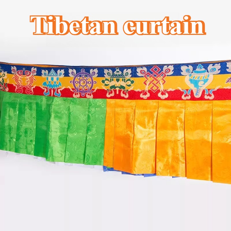 Home Decor Curtain - ผ้าม่านแขวนประดับตกแต่งบ้าน/โต๊ะ ลายพระพุทธศาสนา 8 ลายมงคล ขนาด 5