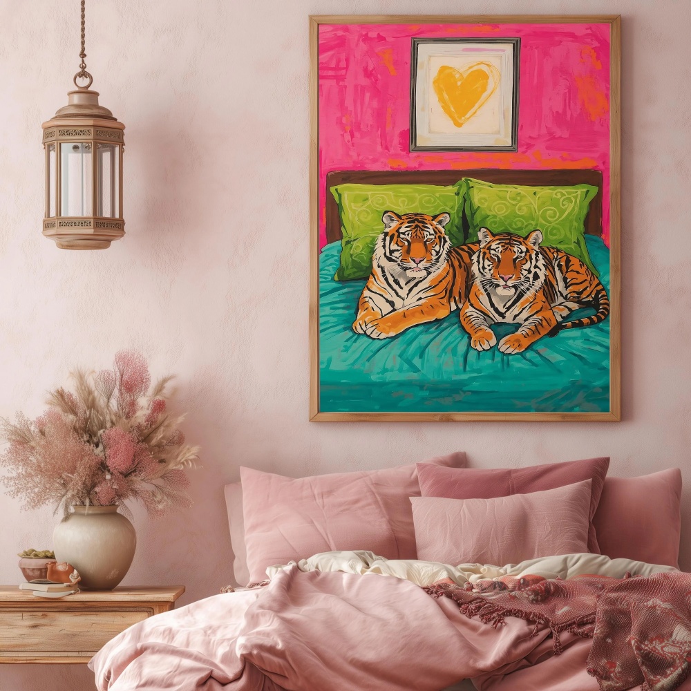 คู่เสือ แคนวาส วอลล์ อาร์ต โปส - Home Decor Lovely Home บทวิจารณ์และราคา