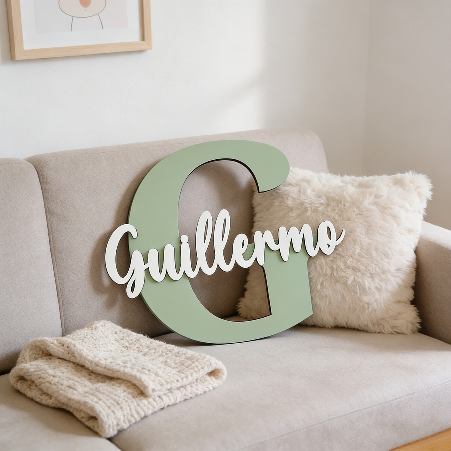 ป้ายชื่อไม้สลักอักษรย่อแบบกำหน - Home Decor Sofa บทวิจารณ์และราคา
