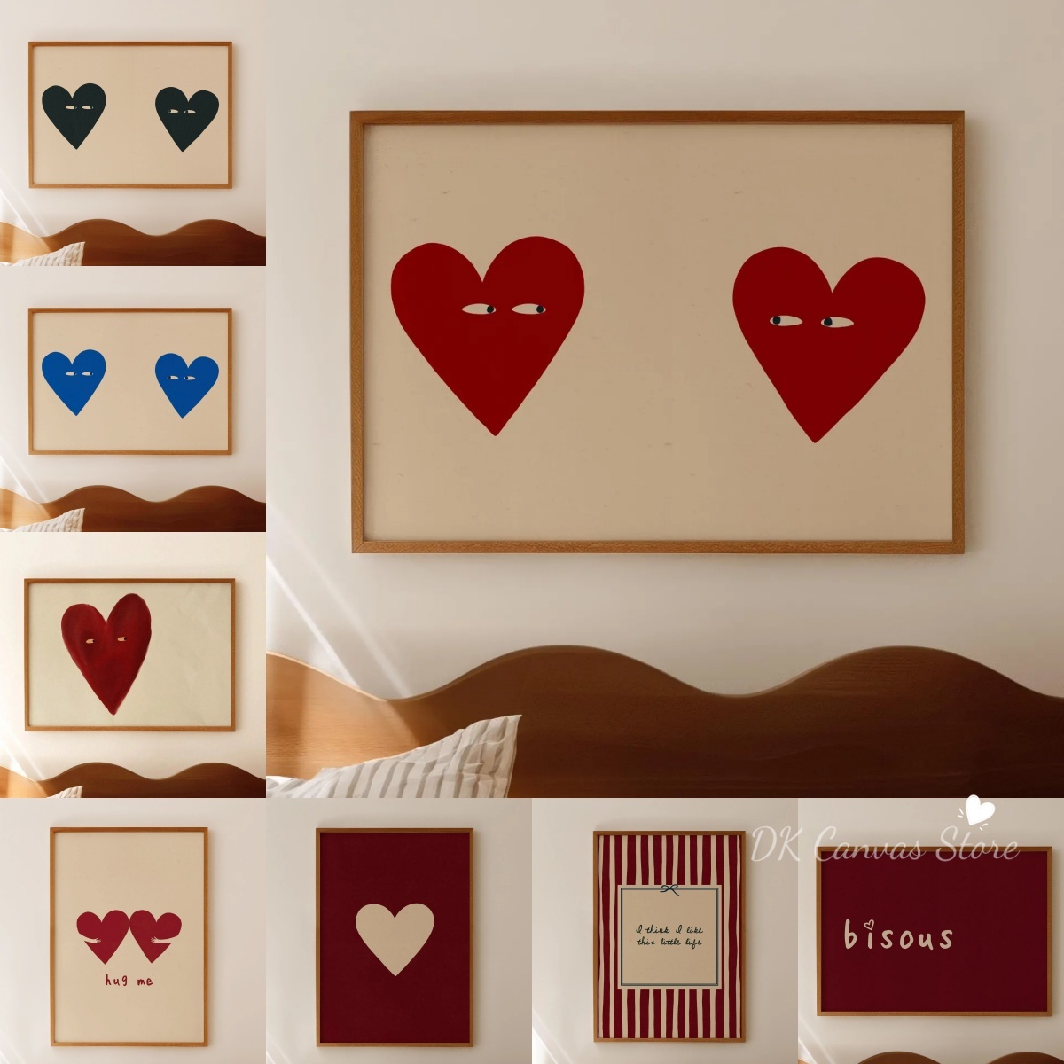 ภาพพิมพ์บนผ้าใบลายตาหัวใจสีแดง - Home Decor Lovely Home บทวิจารณ์และราคา