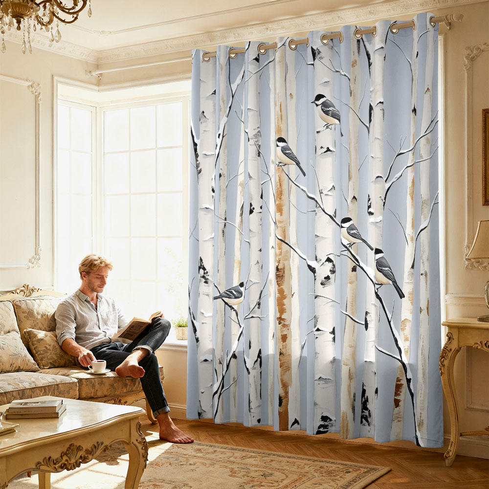 ผ้าม่านลายพิมพ์นกติตมัสในป่าเบ - Home Decor Curtain บทวิจารณ์และราคา