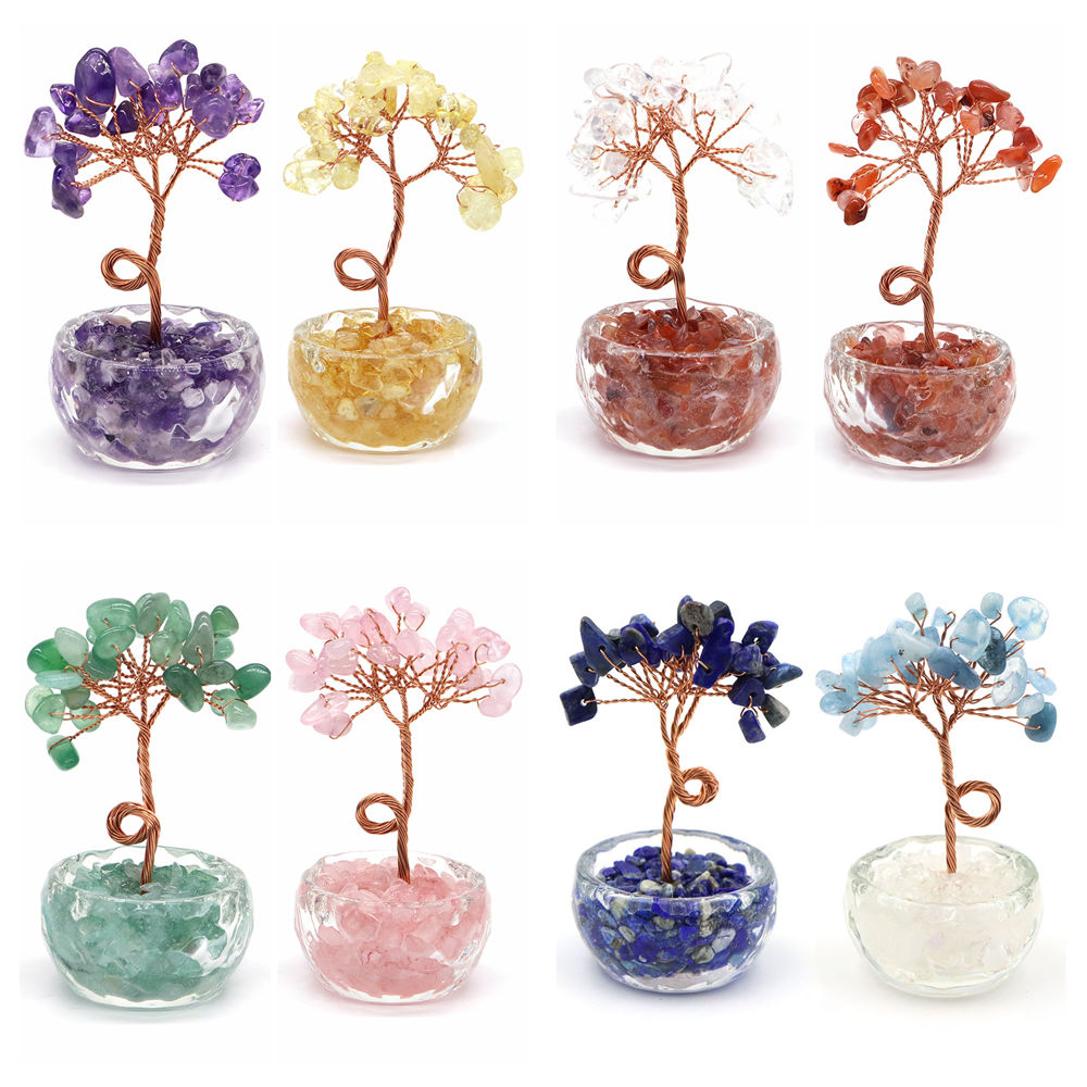 ต้นไม้นำโชคคริสตัลอัญมณีธรรมชา - Home Decor Glass บทวิจารณ์และราคา