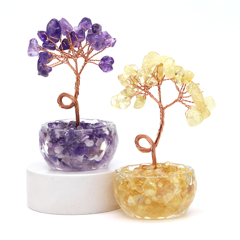 ต้นไม้นำโชคคริสตัลอัญมณีธรรมชา - Home Decor Glass บทวิจารณ์และราคา