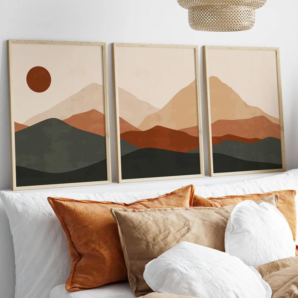 3 ชิ้น/เซ็ต ภาพพิมพ์บนผ้าใบลาย - Home Decor Japandi บทวิจารณ์และราคา