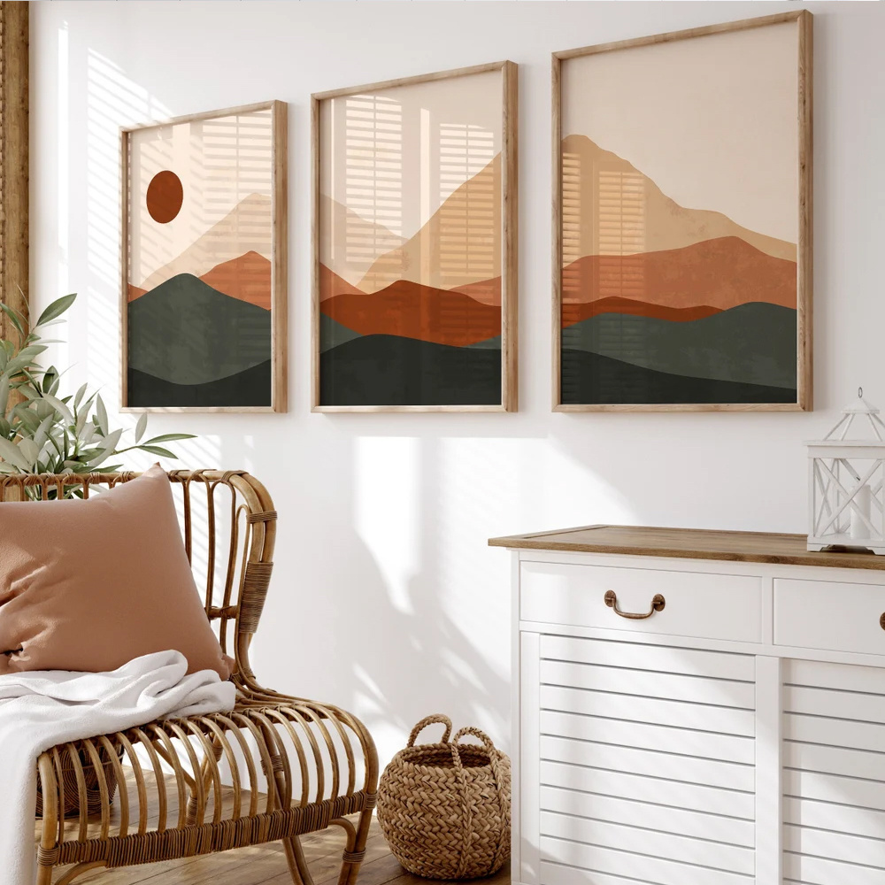 3 ชิ้น/เซ็ต ภาพพิมพ์บนผ้าใบลาย - Home Decor Japandi บทวิจารณ์และราคา