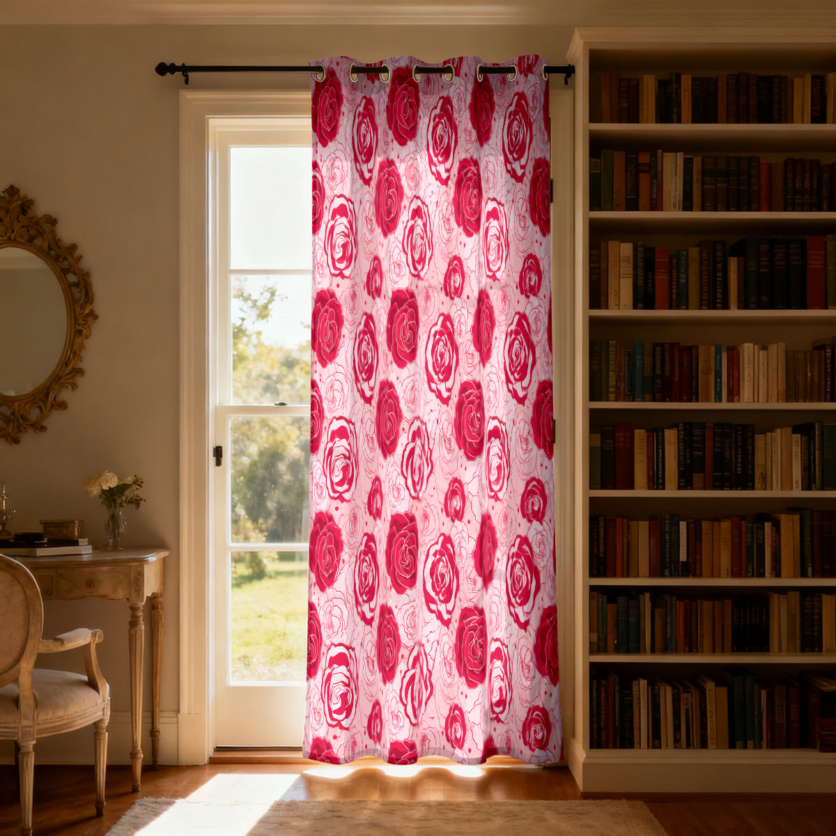 ผ้าม่านวงกลมเดี่ยวสีชมพูพื้นเข - Home Decor Curtain บทวิจารณ์และราคา