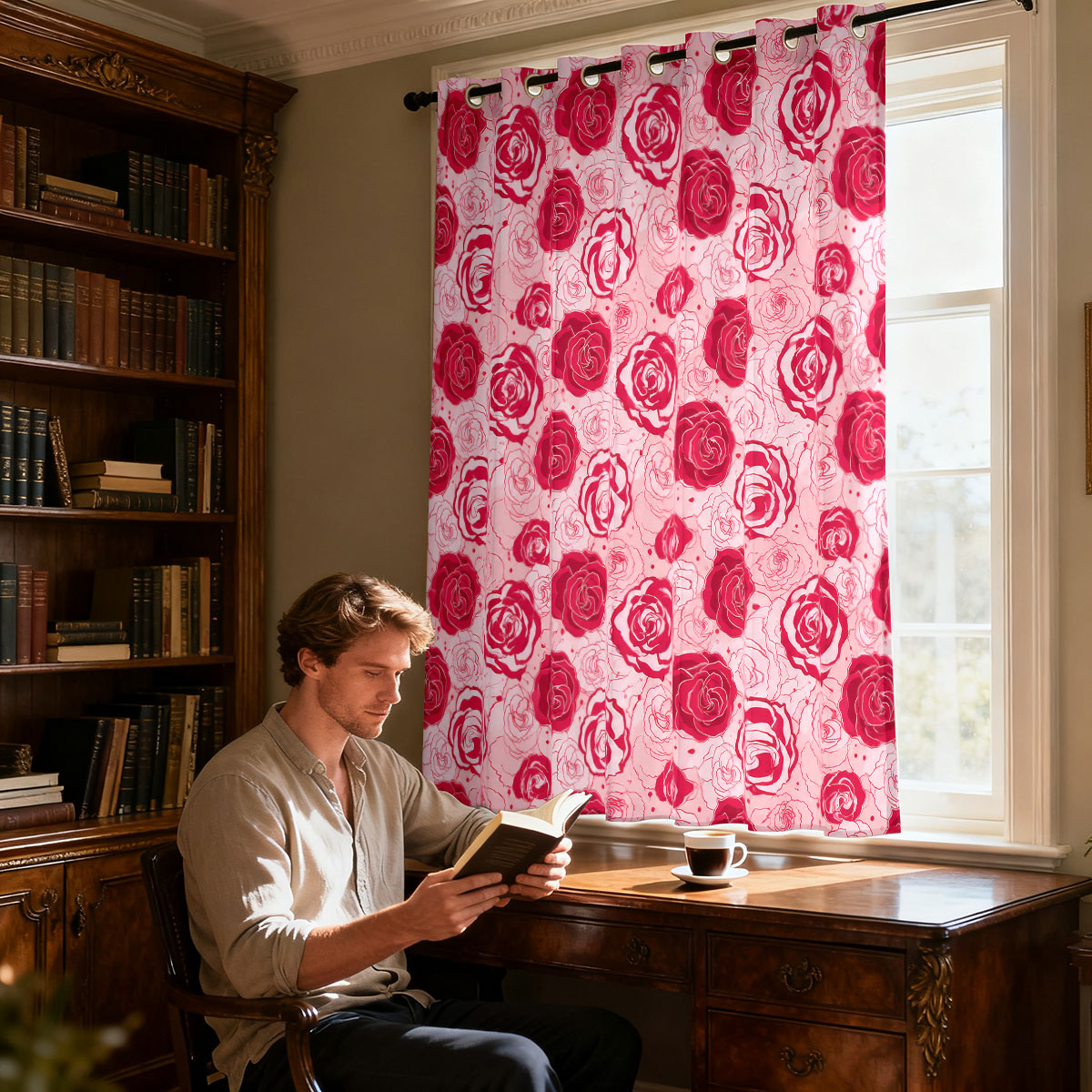 ผ้าม่านวงกลมเดี่ยวสีชมพูพื้นเข - Home Decor Curtain บทวิจารณ์และราคา