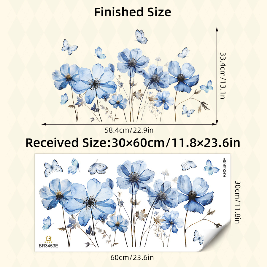 สติกเกอร์ติดผนังลายผีเสื้อสีฟ้ - Home Decor Vinyl Flooring บทวิจารณ์และราคา