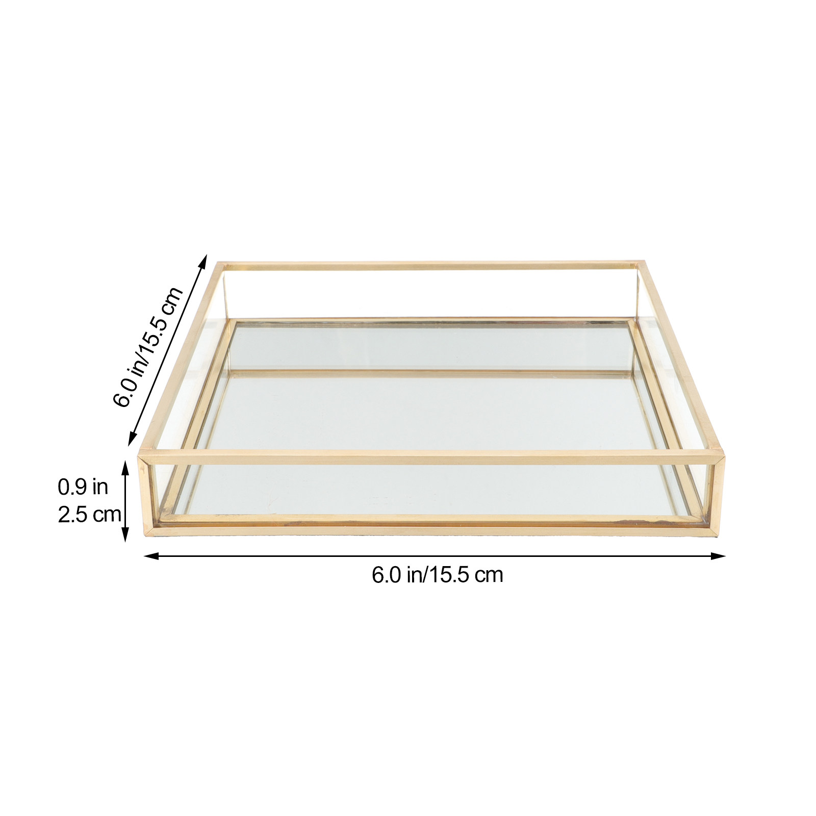 ถาดกระจกตกแต่งกรอบทองเหลืองสีเ - Home Decor Glass บทวิจารณ์และราคา