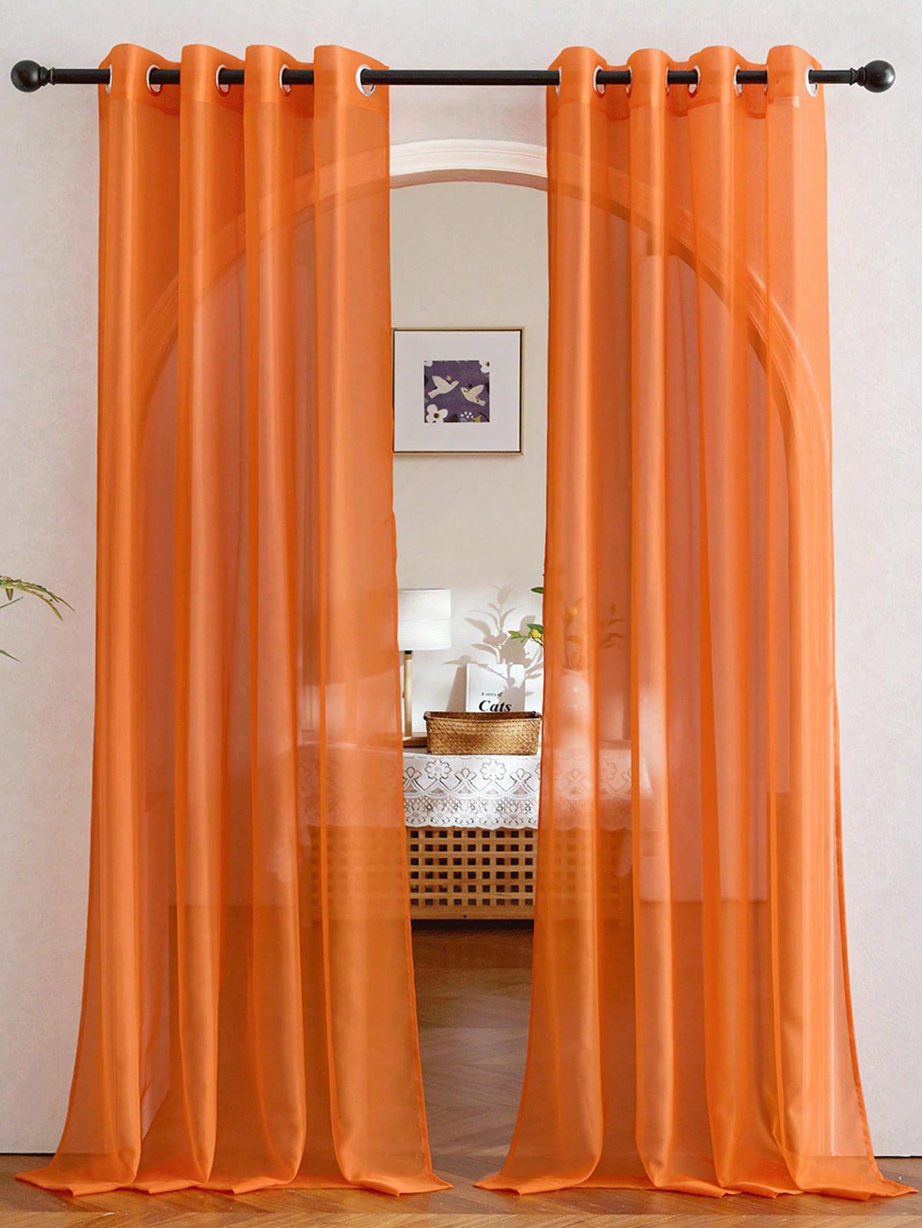 ม่านโปร่งแสงสีส้มแบบออร์แกนซ่า - Home Decor Curtain บทวิจารณ์และราคา