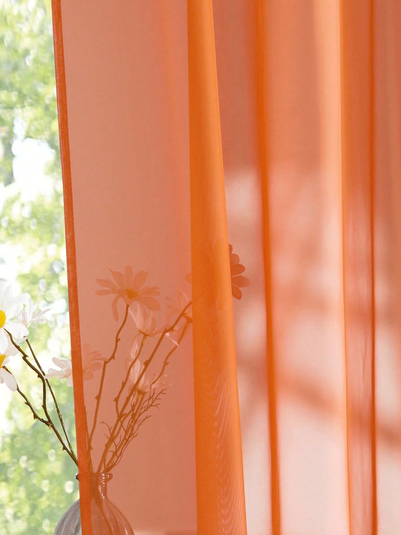 ม่านโปร่งแสงสีส้มแบบออร์แกนซ่า - Home Decor Curtain บทวิจารณ์และราคา