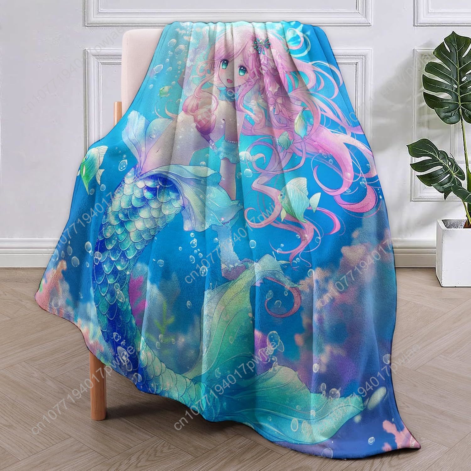 ผ้าห่มลายการ์ตูนนางเงือกน่ารัก - Home Decor Sofa บทวิจารณ์และราคา