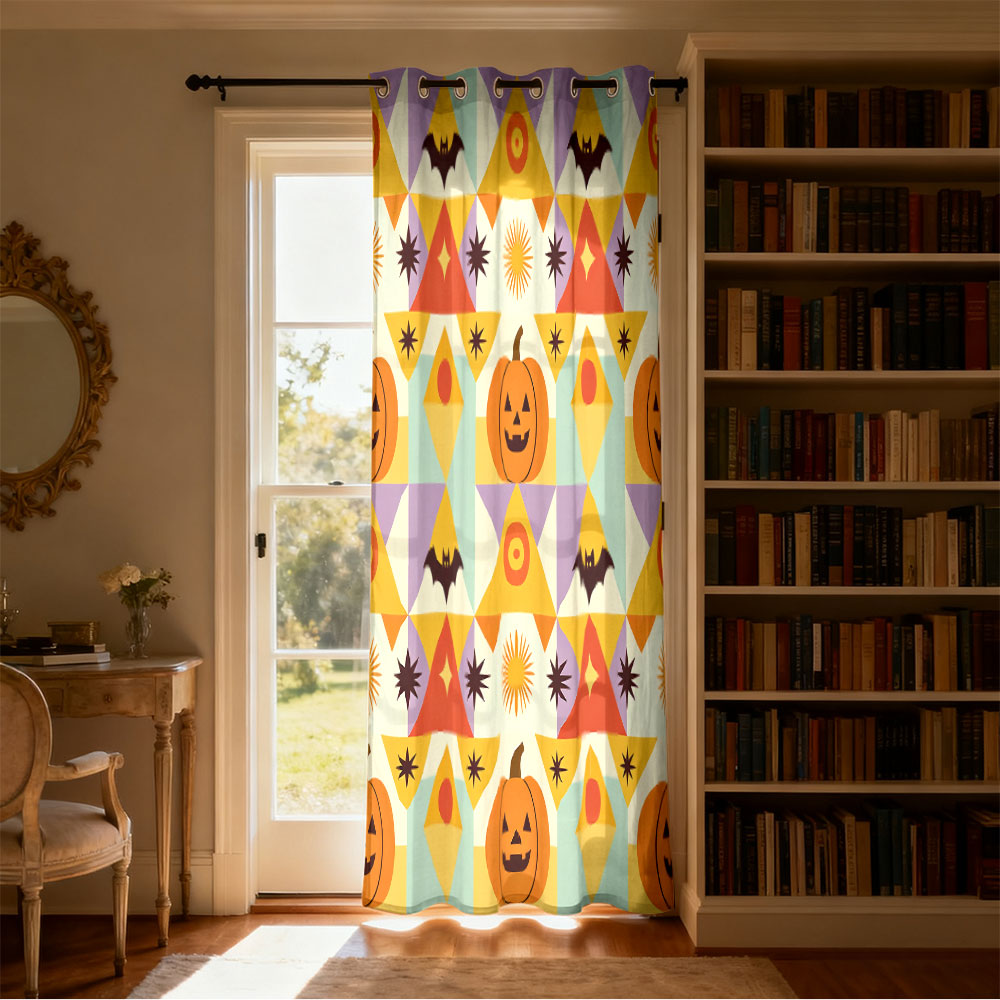 ผ้าม่านลายฟักทองค้างคาวเรขาคณิ - Home Decor Curtain บทวิจารณ์และราคา