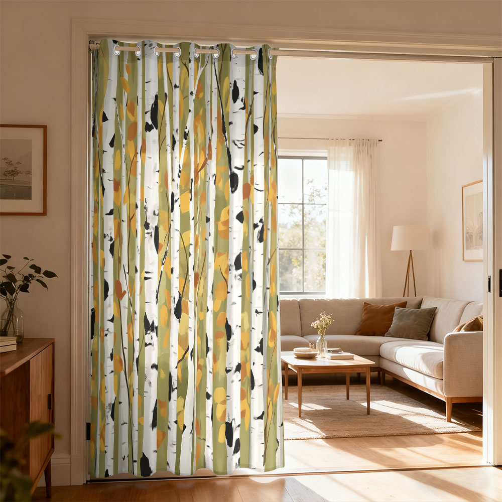 ผ้าม่านลายป่าเบิร์ชฤดูใบไม้ร่ว - Home Decor Curtain บทวิจารณ์และราคา