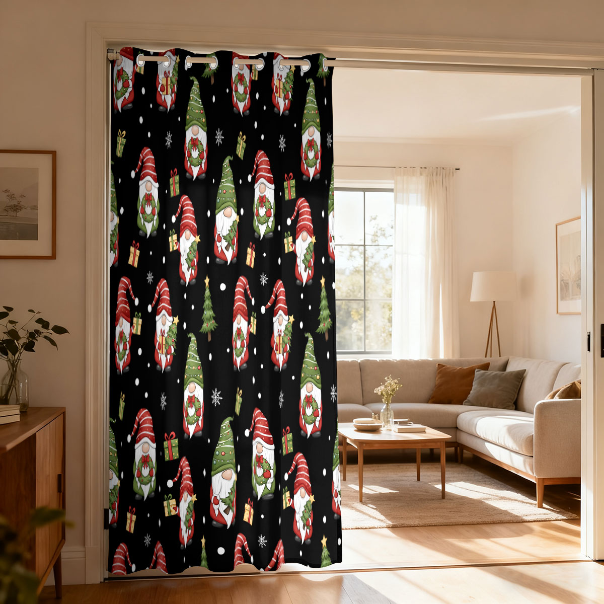 ผ้าม่านลายคริสต์มาสคนแคระต้นคร - Home Decor Curtain บทวิจารณ์และราคา
